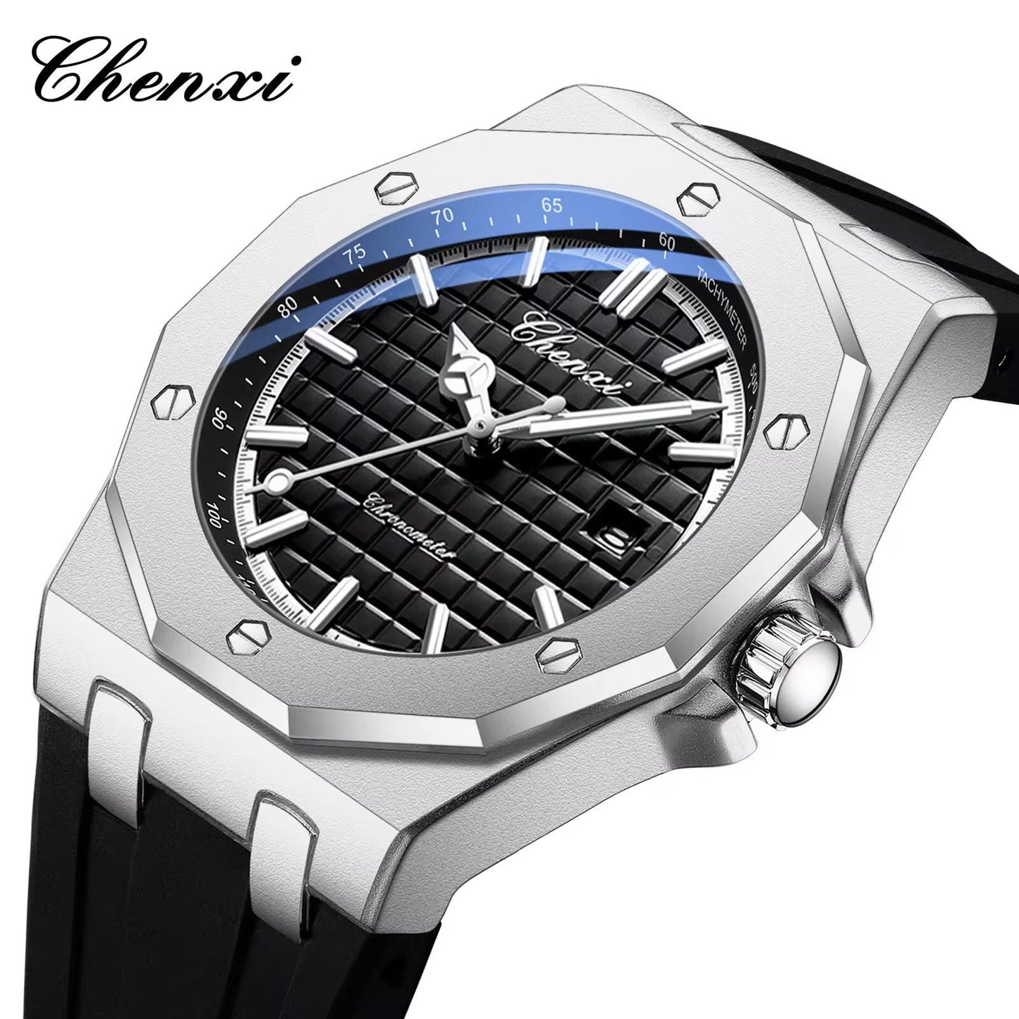 CHENXI Men's Watch | AP Model | Silicone Strap {SILVER}