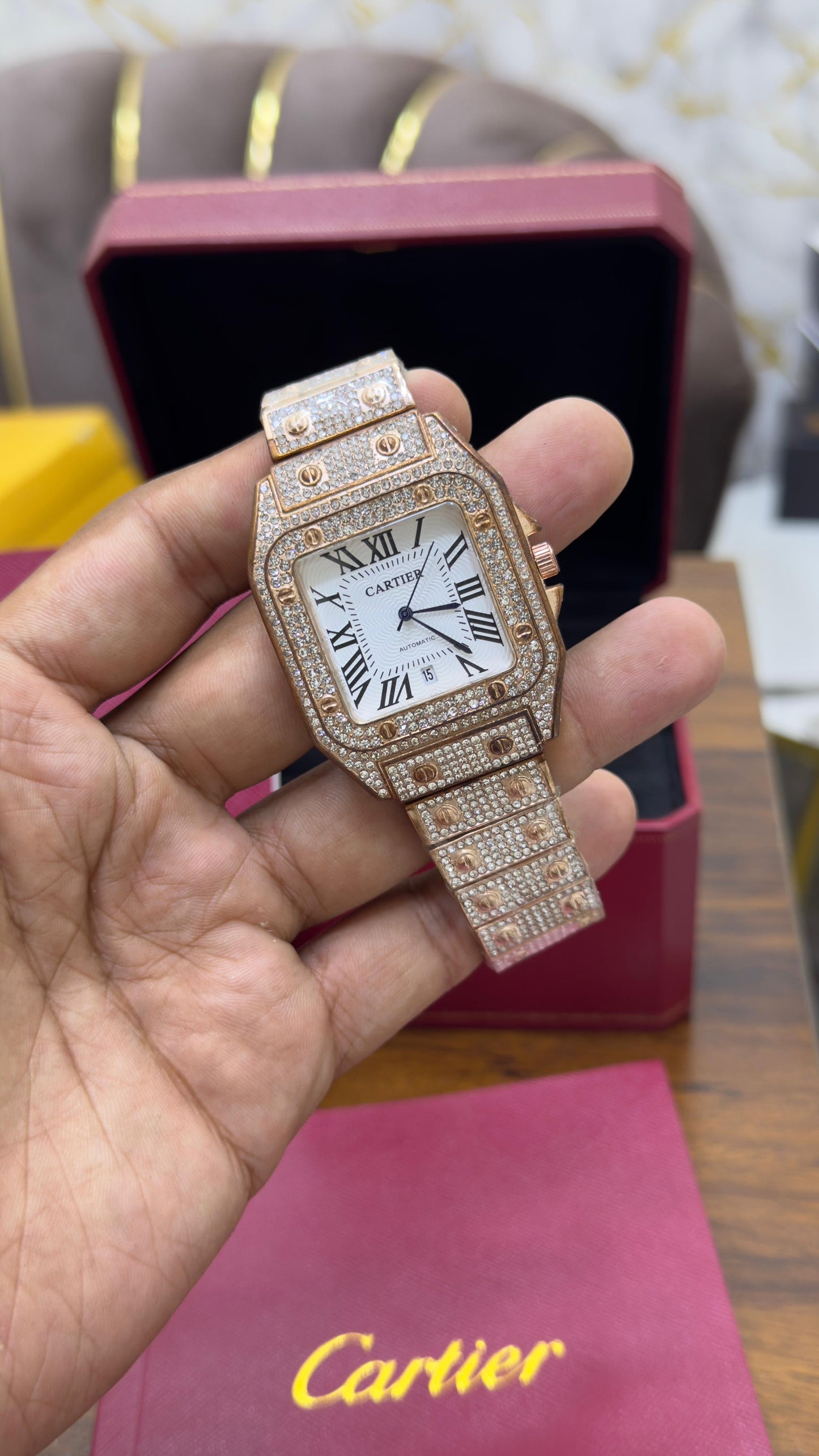 Cartier-Inspired Stone Watch – Butterfly Lock (COPPER)