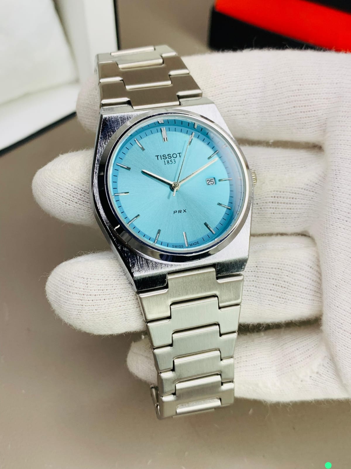 Tissot PRX Style Watch | Steel | Date | Butterfly Lock{ DARK BLUE }