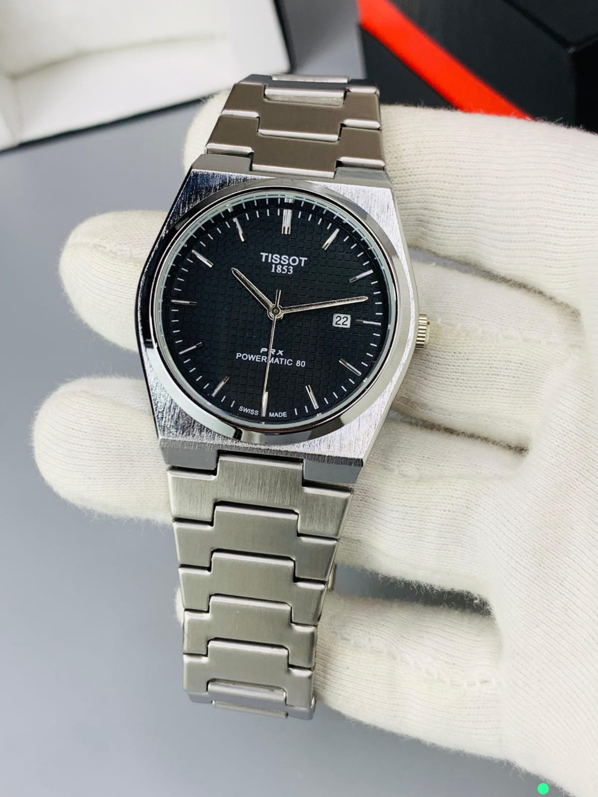 Tissot PRX Style Watch | Steel | Date | Butterfly Lock{ DARK BLUE }