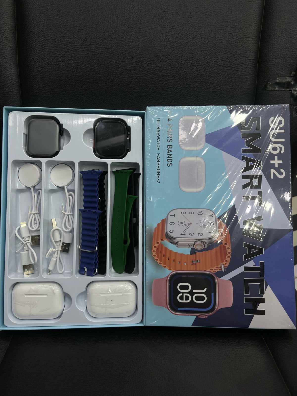 π₯ NEW SU6+2 Smartwatch Combo β 2 Watches, 2 Earbuds, 4 Straps β Free Shipping | PKR 4999