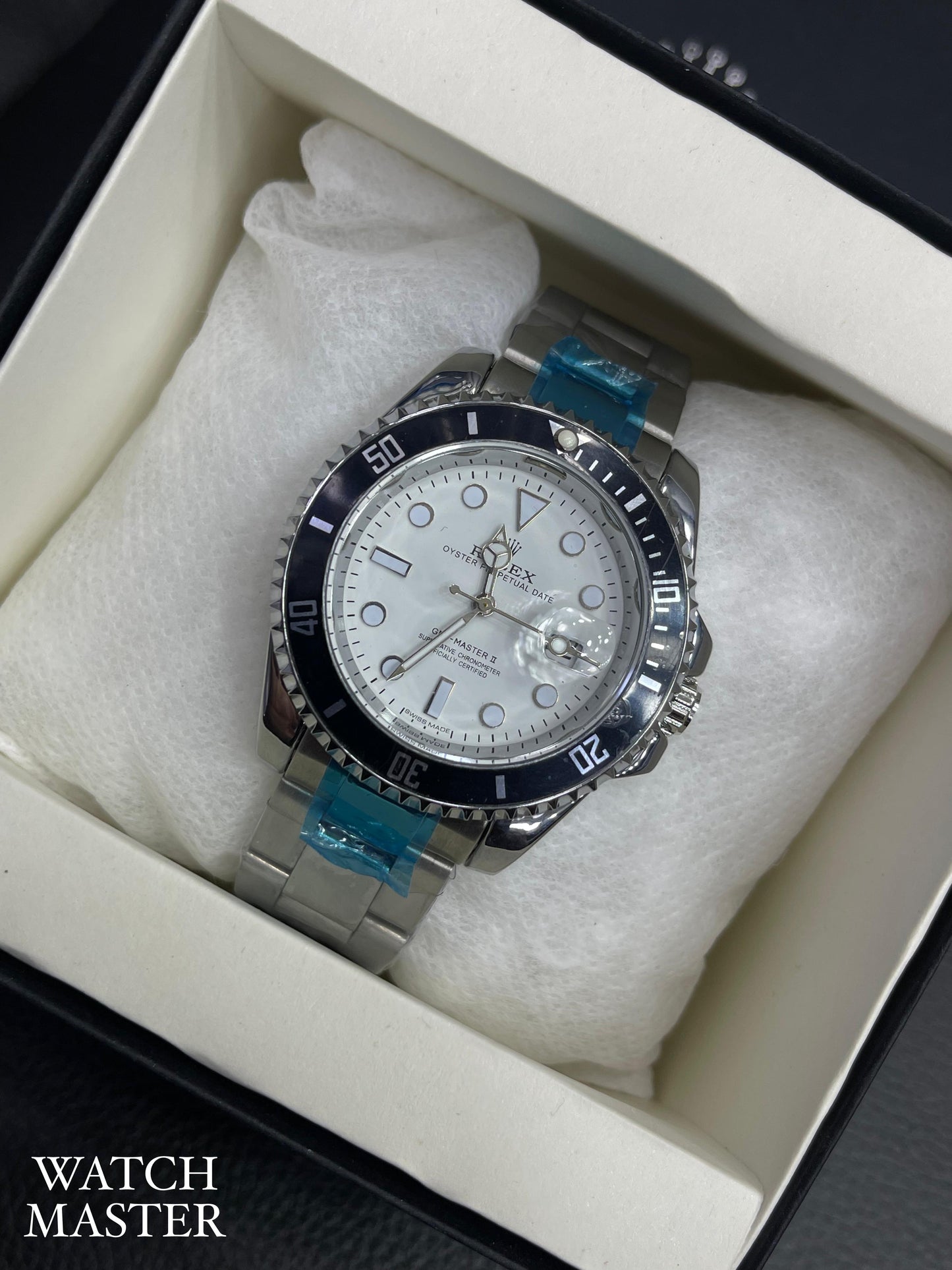 Rolex-Inspired Watch – Silver | Blue & Black | Date {BLUE DIAL}