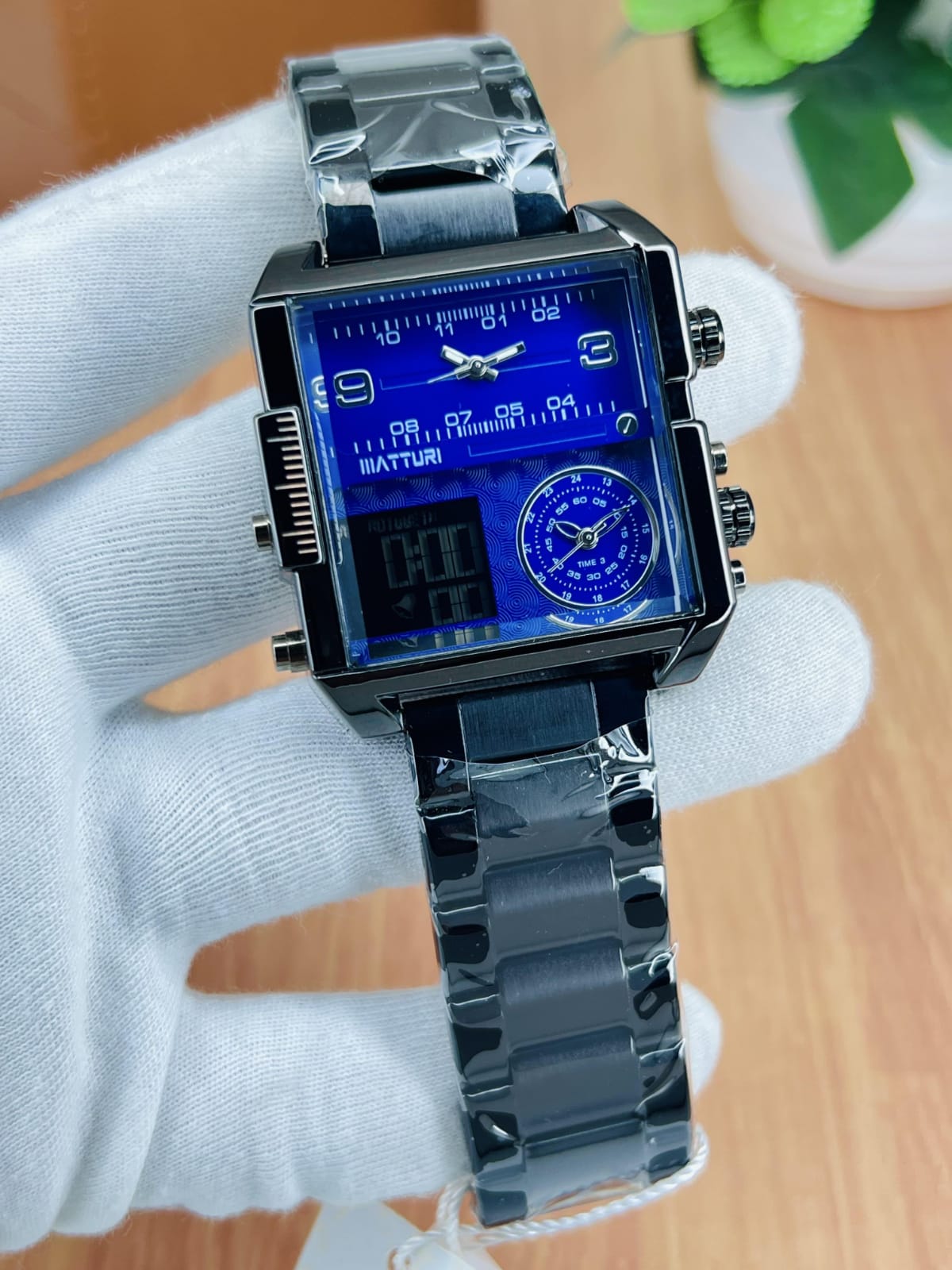 Skmei Cubic Watch | Analog-Digital | Steel Strap | Water Resistant