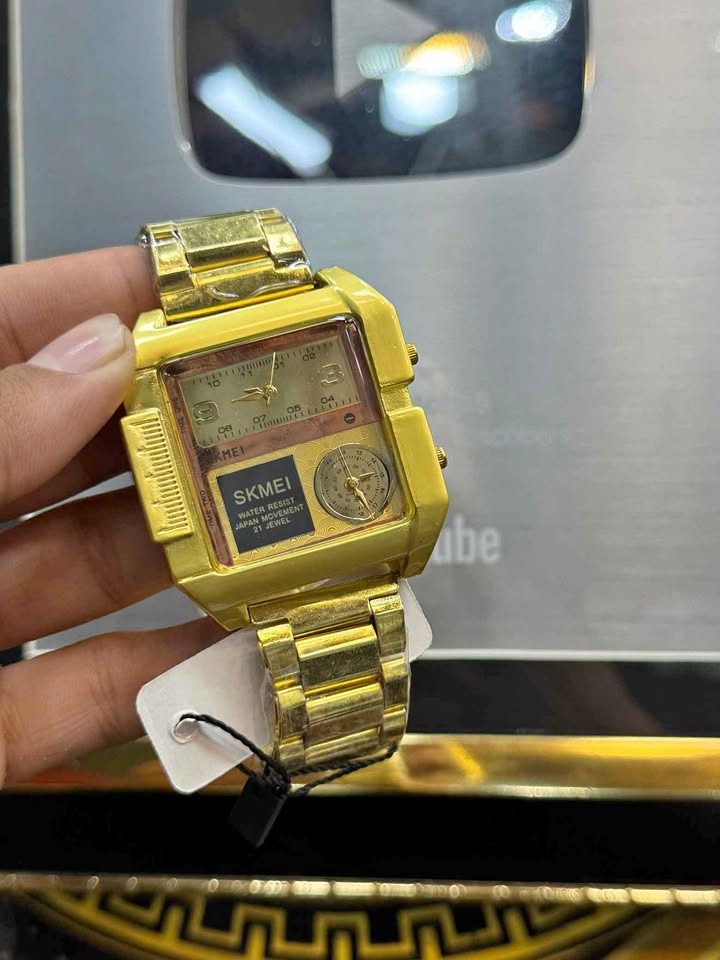 Skmei Cubic Watch | Analog-Digital | Steel Strap | Water Resistant