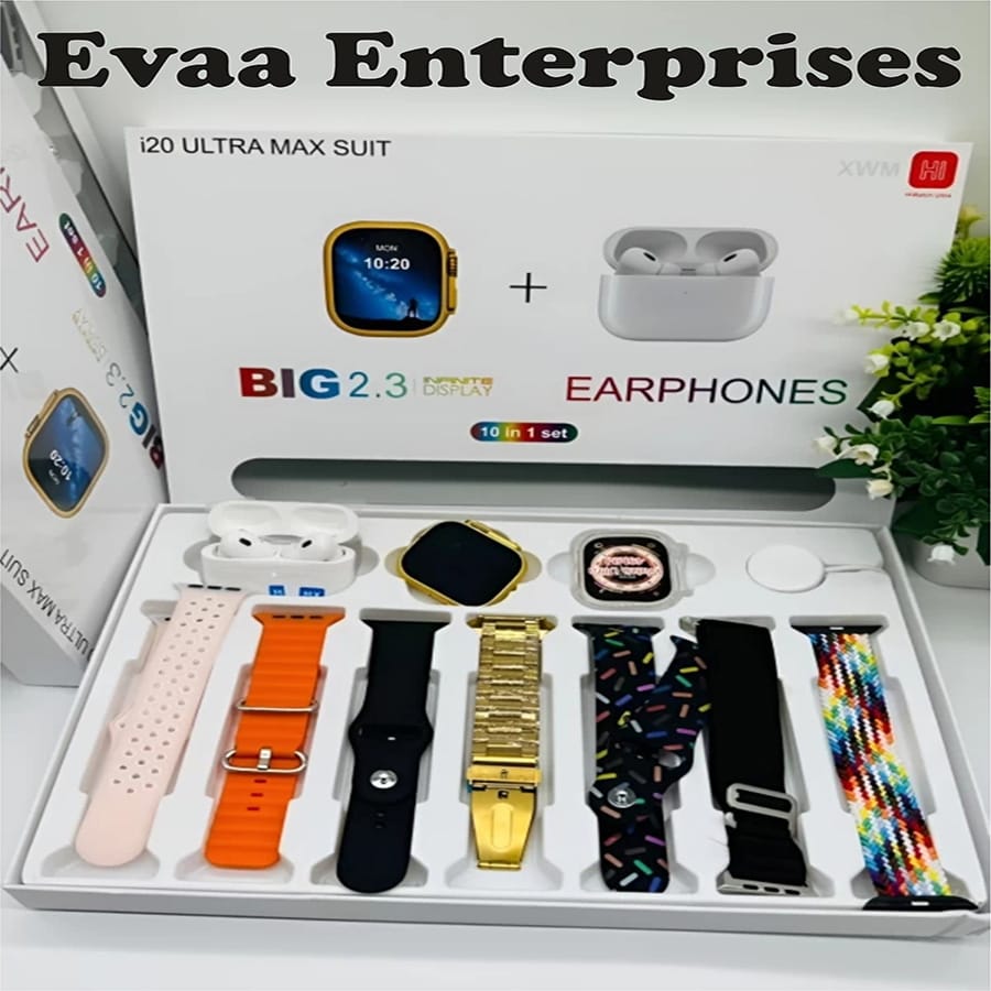 7-in-1 Smartwatch Combo with AirPods 2nd Gen, Wireless Charger & Extra Straps – Free Shipping