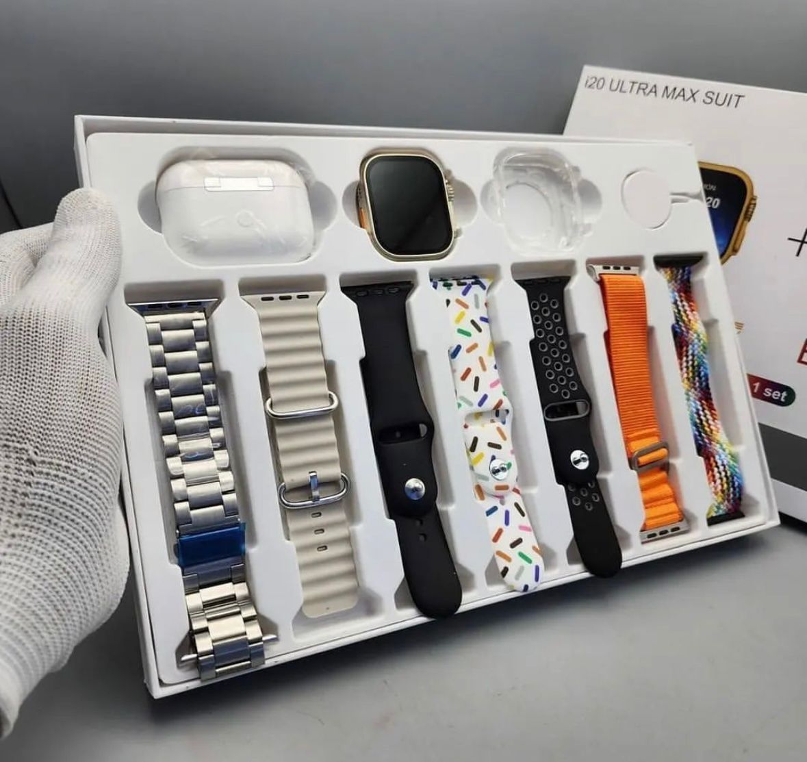 7-in-1 Smartwatch Combo with AirPods 2nd Gen, Wireless Charger & Extra Straps – Free Shipping