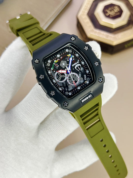 Bariho Richard Mille Watch | Silicone Strap | Water Resistant (GREEN)