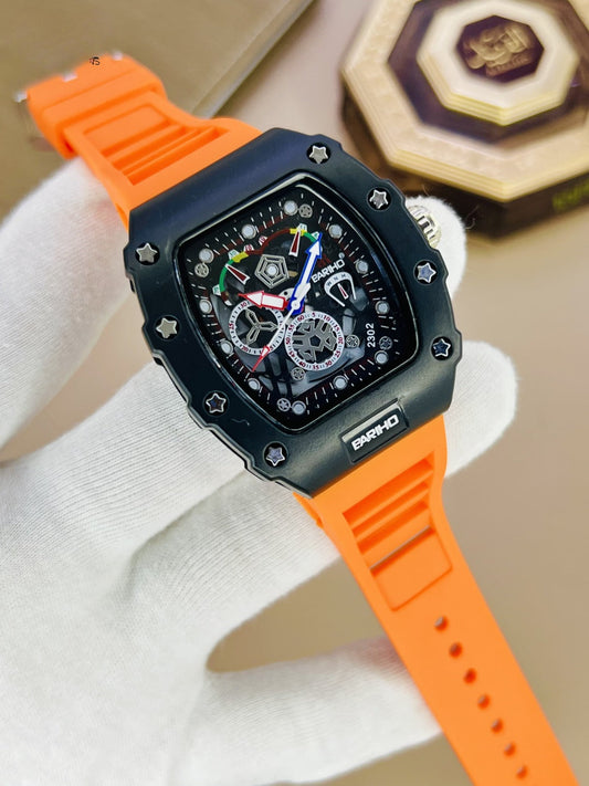 Bariho Richard Mille Watch | Silicone Strap | Water Resistant(ORANGE)