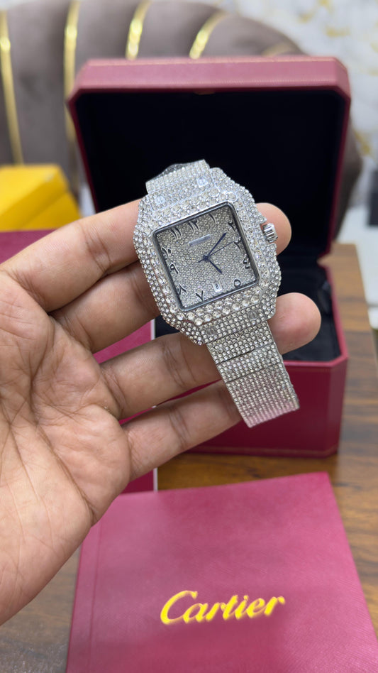 Cartier-Inspired Stone Watch – Butterfly Lock {SILVER}