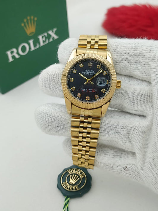 Rolex-Inspired Ladies Watch | Date |FREE SHIPPING{BLACK DIAL}