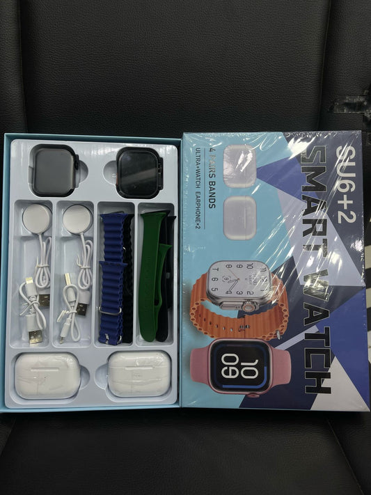 🔥 NEW SU6+2 Smartwatch Combo – 2 Watches, 2 Earbuds, 4 Straps – Free Shipping | PKR 4999
