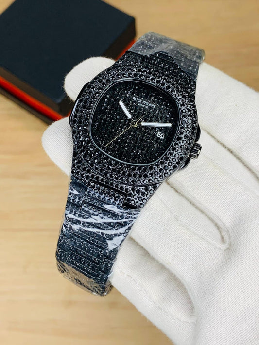 Patek Philippe Diamond Watch (Free Shipping) {BLACK }