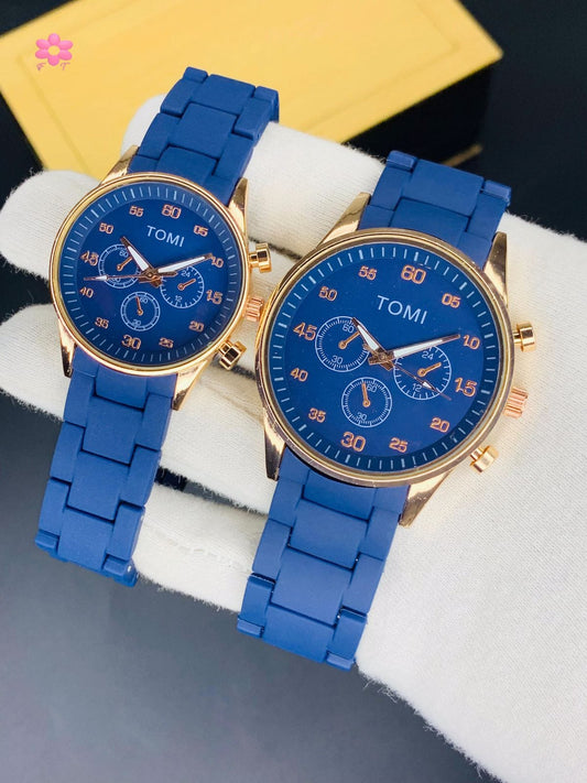 Tomi Analog Watch | Steel Strap| Couple watch{BLUE}