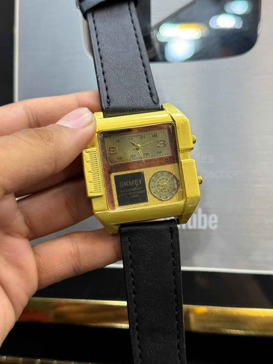 Skmei Cubic Watch | Analog-Digital | Steel Strap | Water Resistant