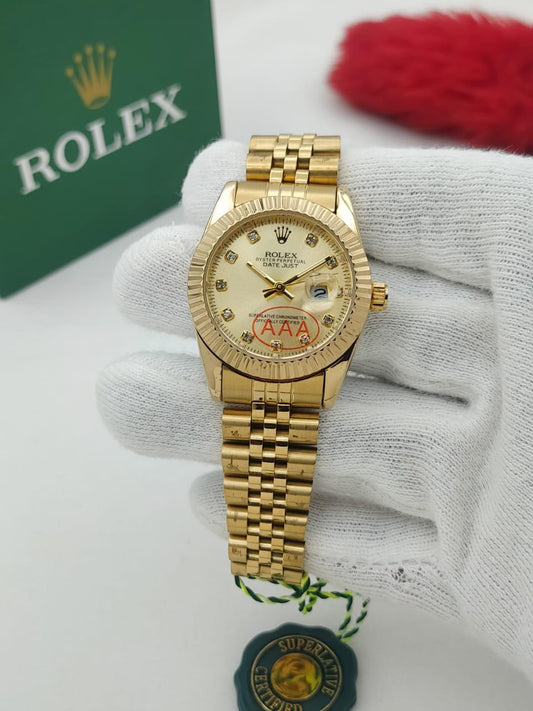 Rolex-Inspired Ladies Watch | Date |FREE SHIPPING {GOLD DIAL}