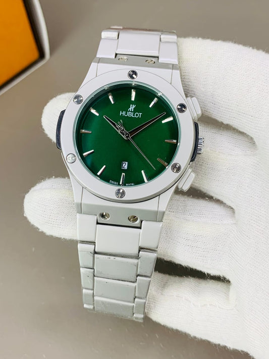 Hublot Chain Skeleton Watch{GREEN DIAL}